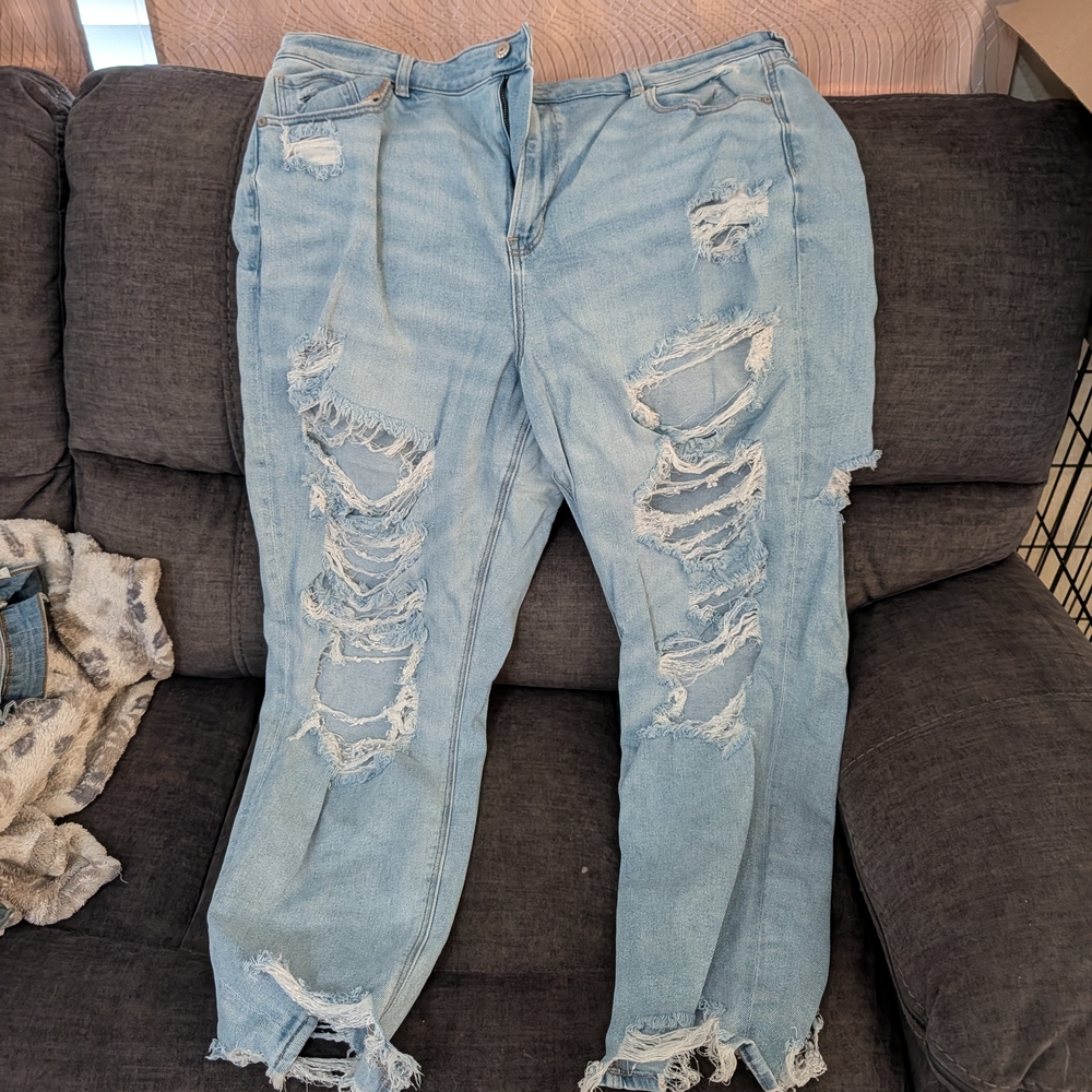 American Eagle Outfitters Light Blue Distressed Boyfriend Jeans